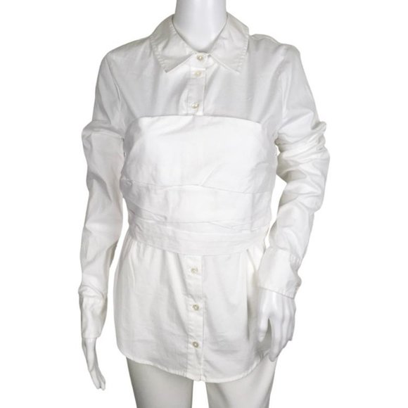 Veronica Beard Tops - Veronica Beard Women's Keora Layered Bustier Button-Front Top White Sz 6, 10